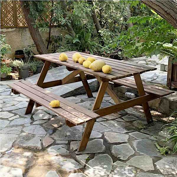 Ξύλινο Τραπέζι Πάγκος Εξοχής Πικνίκ 150x150x(Υ)75cm